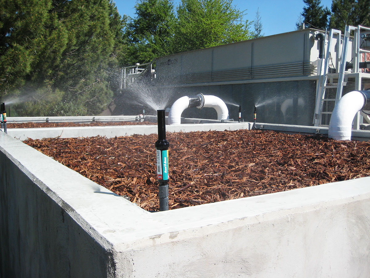 Sprinkler Bed filled with Fiber-Max media, Clovis, CA